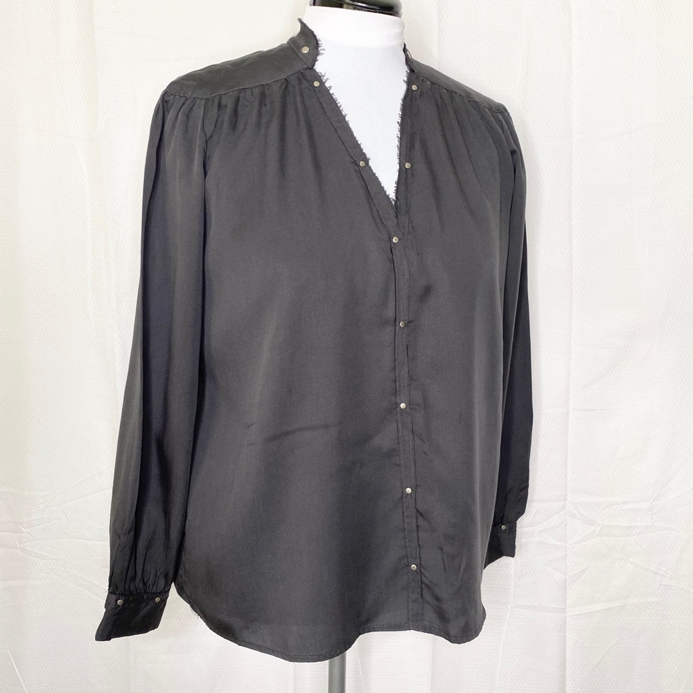 Zara Denim Peasant Tunic Shirt-‎ Gray - S